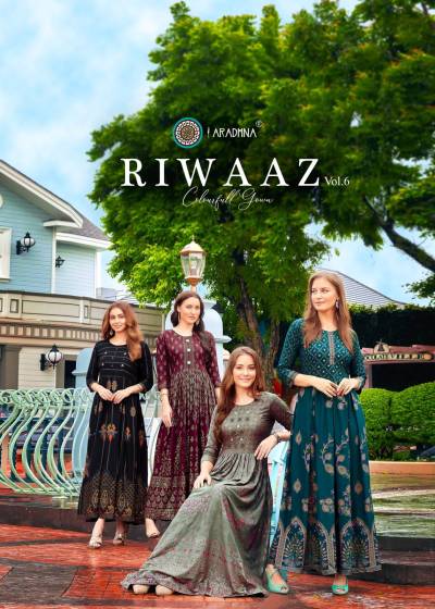 Riwaaz Vol 6 By Aradhna Fancy Rayon Flared Anarkali Kurti Collection